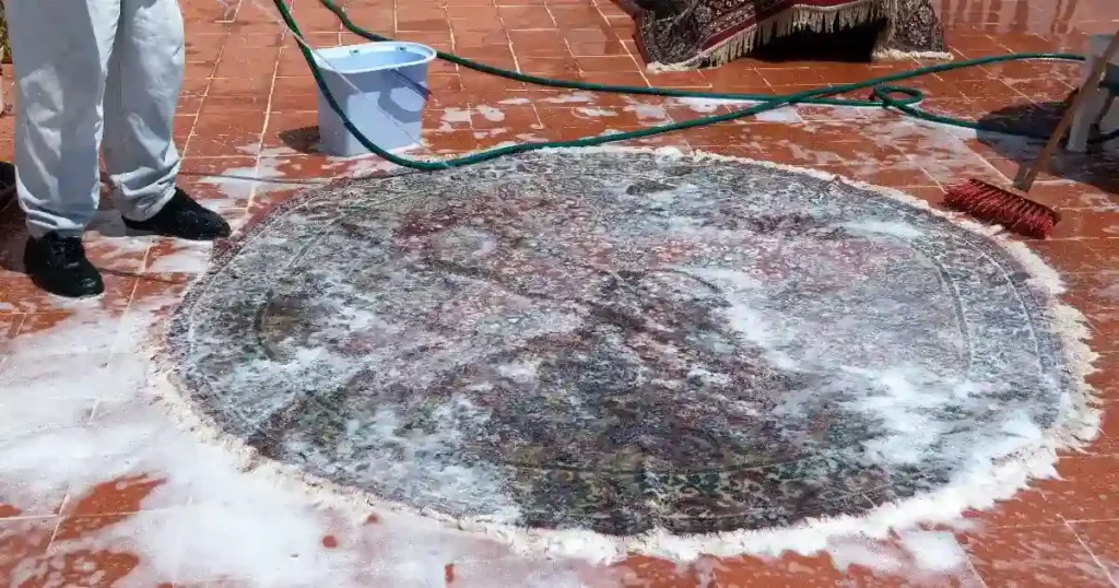 Washing and drying outdoor rugs